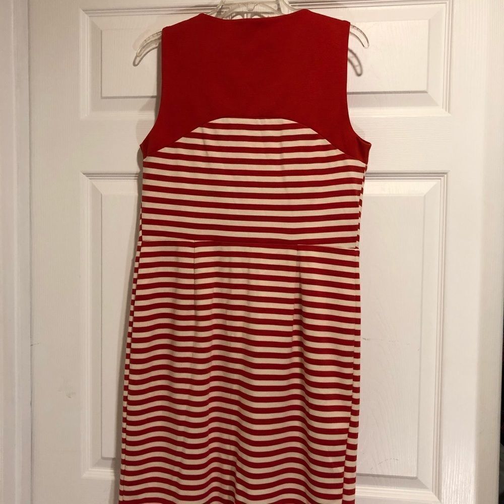 SPENSE red white stripped sleeveless pleated dress - Picture 2 of 6